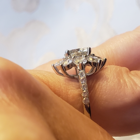 SOLDCertified Moissanite snowflake ring 2.00ctw. In Platinum over Sterling Silve - Picture 8 of 9